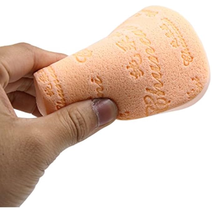 Ruilogod 2PCS YELLOW ORANGE FACE CARE WASH PAD FACIAL COSMETIC REMOVER CLEANSING PUFF SCRUB SPONGE (ID: A79 423 A36 311 D29 - Image 2